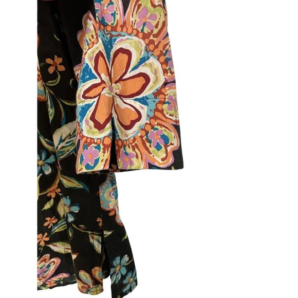 Scott Taylor Womens Top Floral 3/4 Sleeve Button Up Shirt Tropical Colorful - Picture 3 of 11